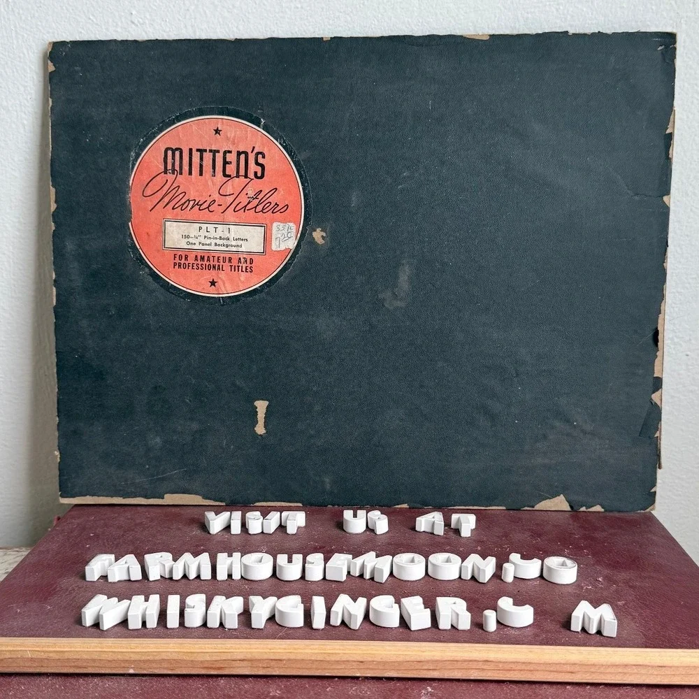 Vintage Mittens Movie Titlers PLT-1 Pin Back Ceramic Letters Set Board
